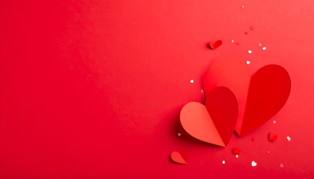 Red hearts on a red background