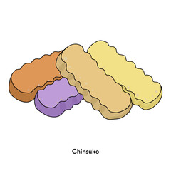 沖縄＿ちんすこうの線画のイラスト