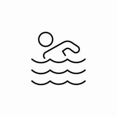 swimmer man waves icon sign vector