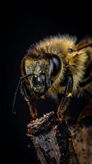 Close-up of a bee on a branch