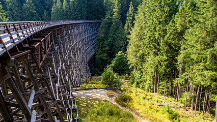 Kinsol Trestle in Victoria, BC, Canada is a towering historic wooden railway bridge offering dramatic views  and a Cowichan Valley Trail.