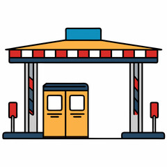 Creative details Toll plaza Vector Illustration | Highway Road Infrastructure and Transport System