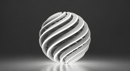 Swirling Spherical Structure Artistic 3D Design on Dark Background