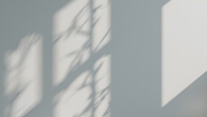 Abstract botanical shadows cast on a pale wall create a calming, minimalist, and ethereal ambiance