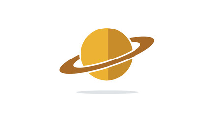 Conceptual golden planet with ring on white background, perfect for science and space themed projects simple and elegant style conveying a sense of