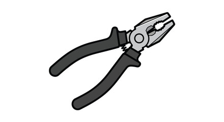 Obraz premium Illustrated black and silver pliers on a plain white backdrop offering a clean and simple aesthetic for graphic resources