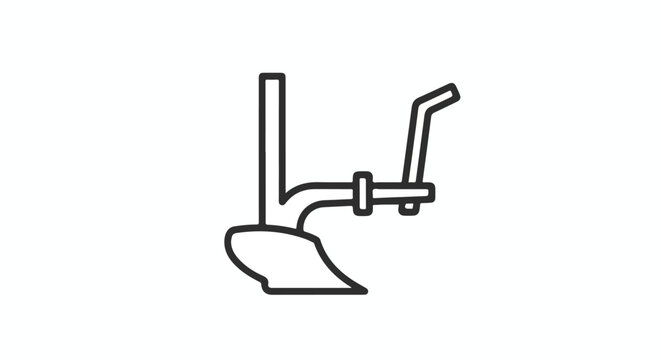 Agricultural Tool Icon: A Simple Line Drawing of a Plough Representing Farming and Agriculture Concepts for Land Cultivation