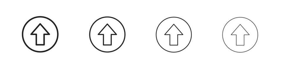 Upload arrow icon line design. thin line vector icon set.