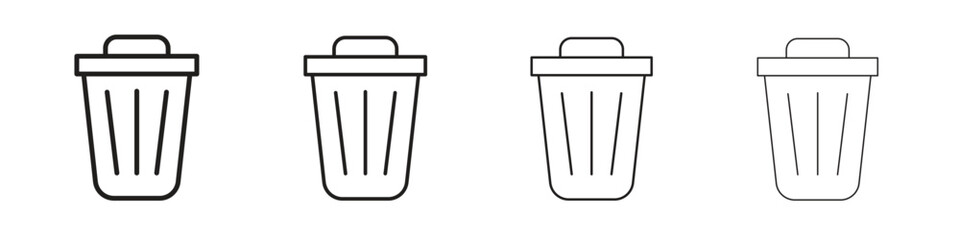 Trash icon line design. thin line vector icon set.
