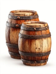 Obraz premium Two aged wooden barrels, rustic design