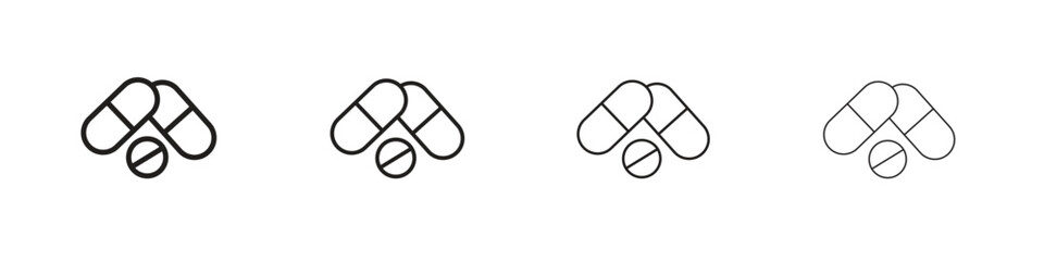 Pills icon line design. thin line vector icon set.