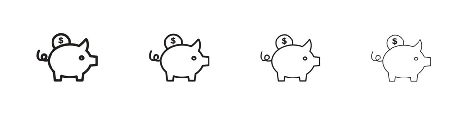 Piggy bank icon line design. thin line vector icon set.