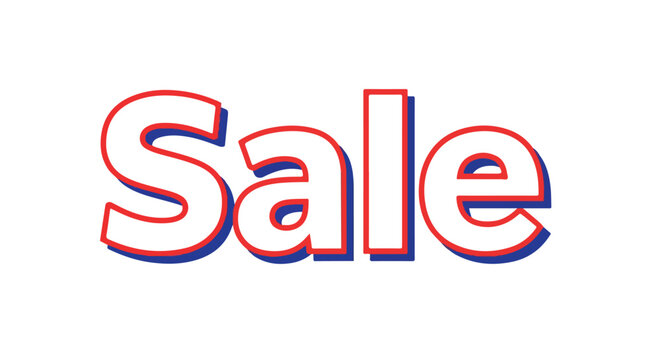 Bold 'Sale' Typography with Red and Blue Outlines on White Background Announcing Discount Promotion and Clearance Event