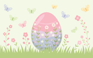 Easter wallpaper background flat vector illustration