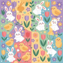 Easter wallpaper background flat vector illustration