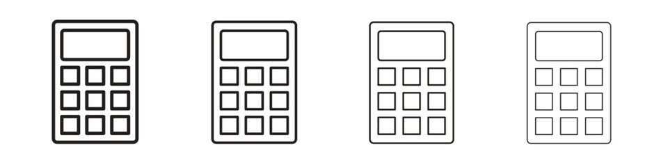 Calculator icon line design. thin line vector icon set.
