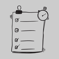 Checklist with a stopwatch, representing time management and task completion.