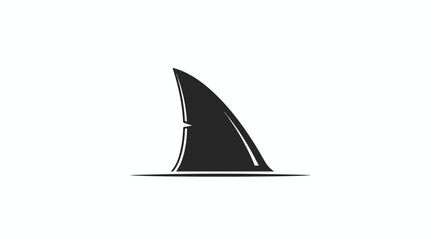 Fototapeta premium Isolated vector silhouette of a shark fin emerging from the water surface representing marine wildlife and potential danger ahead