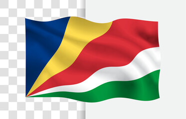 Waving Seychelles Flag Vector on Transparent Background