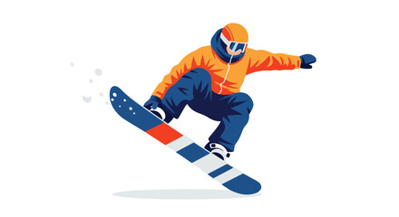 Fototapeta premium Dynamic snowboarder executing a jump with precision and style, highlighting athleticism and winter sports excitement