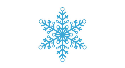 Elegant icy blue snowflake design, winter holiday decorative element, isolated on pure white backdrop evokes the magic of the season