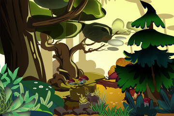 Exotic Jungle Forest Background Illustration