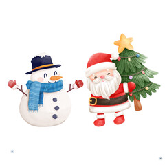 santa claus and snowman