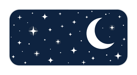 Naklejka premium Enchanting celestial illustration of a crescent moon and twinkling stars against a serene night sky background invoking tranquility and wonder