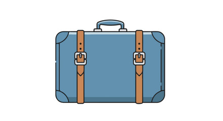 Illustration of a blue suitcase with leather straps and metal buckles symbolizing travel and adventures ahead for exciting journeys