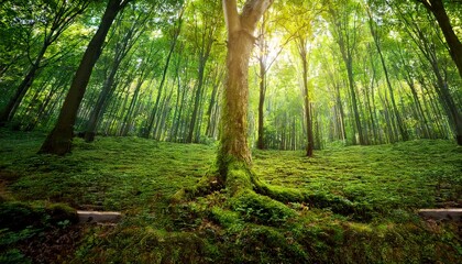 Fototapeta premium Green Tree In Forest Nature Background For Carbon Neutrality Natural Carbon Sink Fight Climate Change Sustainability In Carbon Neutral Ecosystems Sustainable Environment Natural Carbon Capture