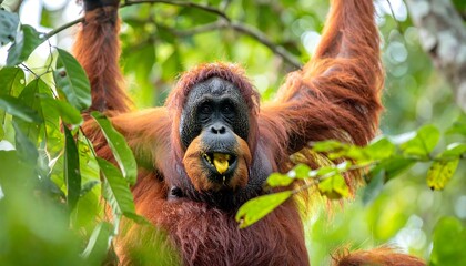 Orangutan in a jungle tree
