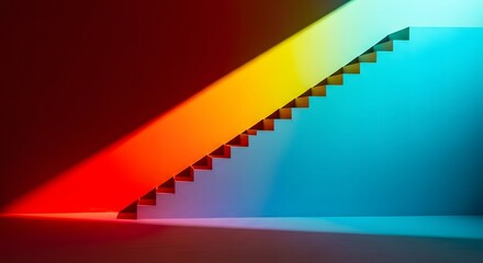 Colorful stairs abstract design light gradient modern art wallpaper background illustration concept image