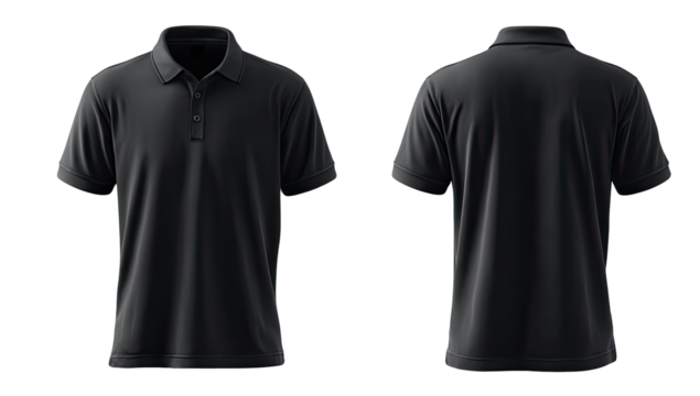 Dark polo shirt, front and back views (2)