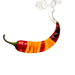 Burning Red Chili Pepper with Smoke Effect