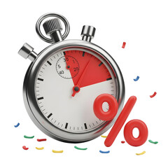 Stopwatch and Percentage Symbol Signifying Limited Time Offer