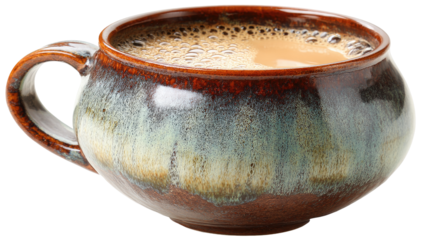 A warm, full mug of frothy tea