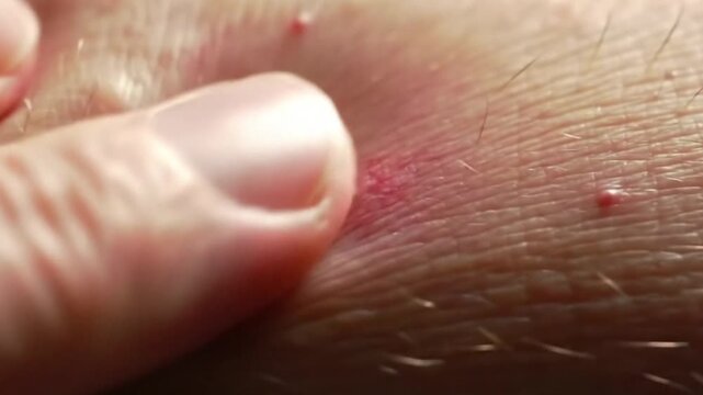 Squeezing a Red Inflamed Pimple under the Bright Studio Lights A Close Up View of Skin Blemishes and Acne Extraction