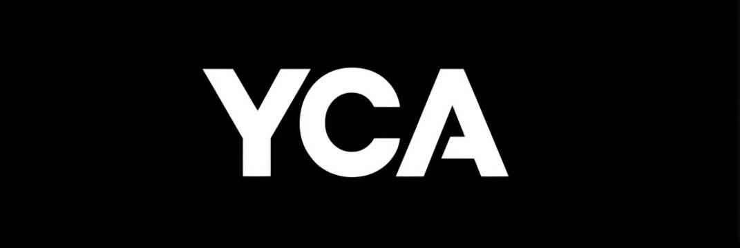 YCA logo displayed on a striking black background, emphasizing simplicity and modern design elements for branding