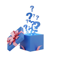 Open Gift Box with Rising Question Marks