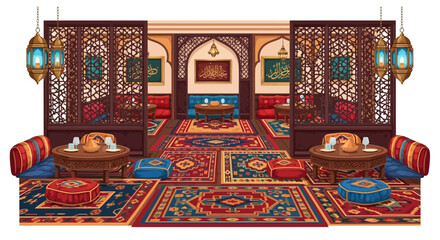 Interior showcasing an enchanting arabian style lounge with ornate décor