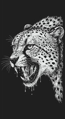 Intense Cheetah Portrait with Dripping Details.