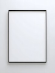 Minimalist square black picture frame with a sleek thin border and empty white space for mockup.