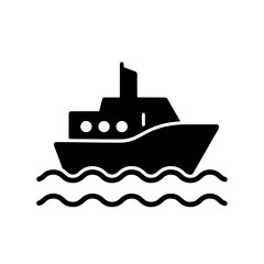Obraz premium Boat Icon Simple Ship Silhouette Vector Illustration Template