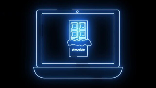 laptop icon and chocolate bar icon with neon effect