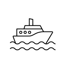 Obraz premium Cruise ship and ocean waves vector graphic icon, a simple linear symbol for nautical themes and marine transportation