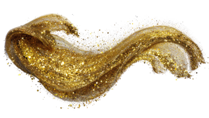 Gold glitter swirls on black background
