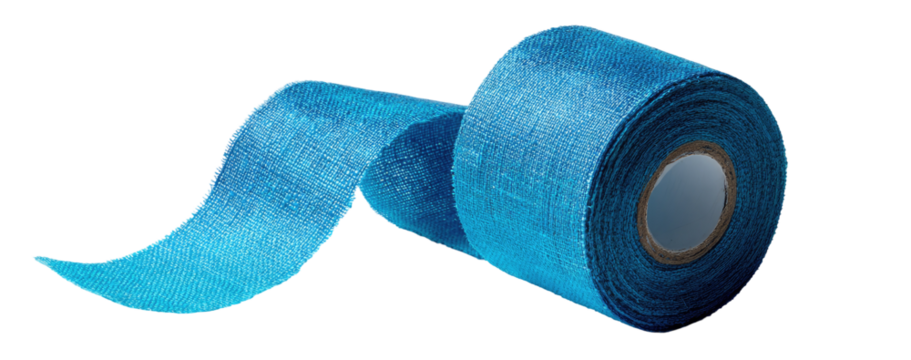 Rolled-up teal fabric ribbon