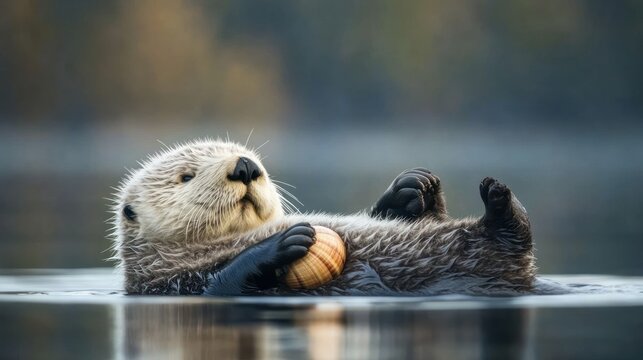 Sea otter playing in water