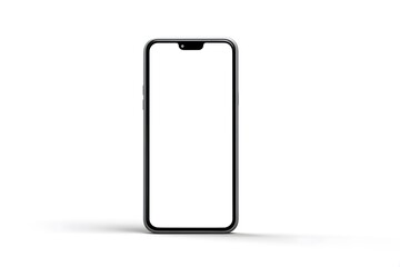 Realistic modern smartphone with a metallic frame blank white screen and notch design.
