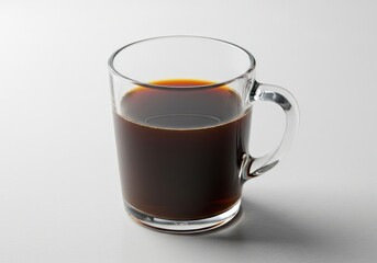 Clear Glass Mug Filled with Black Coffee on White Surface